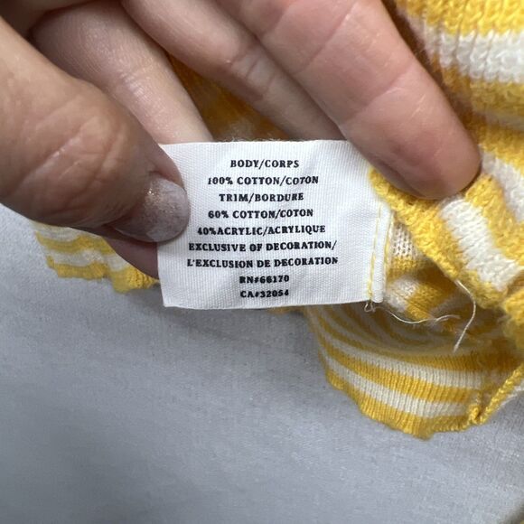 ANTHROPOLOGIE SPARROW Y2k Butter Yellow Sz M Artsy Embellished Cardigan Stripes - Picture 6 of 9